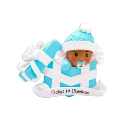 Hot The Jolly Christmas Shop Baby Boy In Blue Present Personalized Christmas Ornament AA1330-B