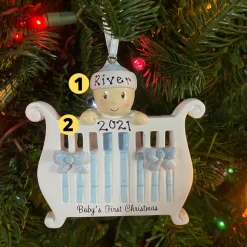 Sale The Jolly Christmas Shop Baby Boy In Crib Personalized Christmas Ornament OR1732-B