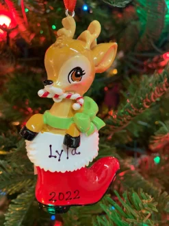 Online The Jolly Christmas Shop Baby Deer In Boot Personalized Christmas Ornament OR2393-RG
