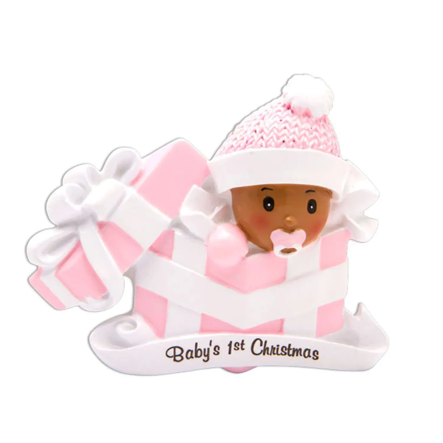 Outlet The Jolly Christmas Shop Baby Girl In Pink Present Personalized Christmas Ornament AA1330-P