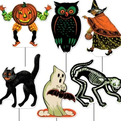 Clearance The Jolly Christmas Shop Beistle Vintage 11.5"-12.25" Plastic Halloween Yard Signs Outdoor Decor 00485