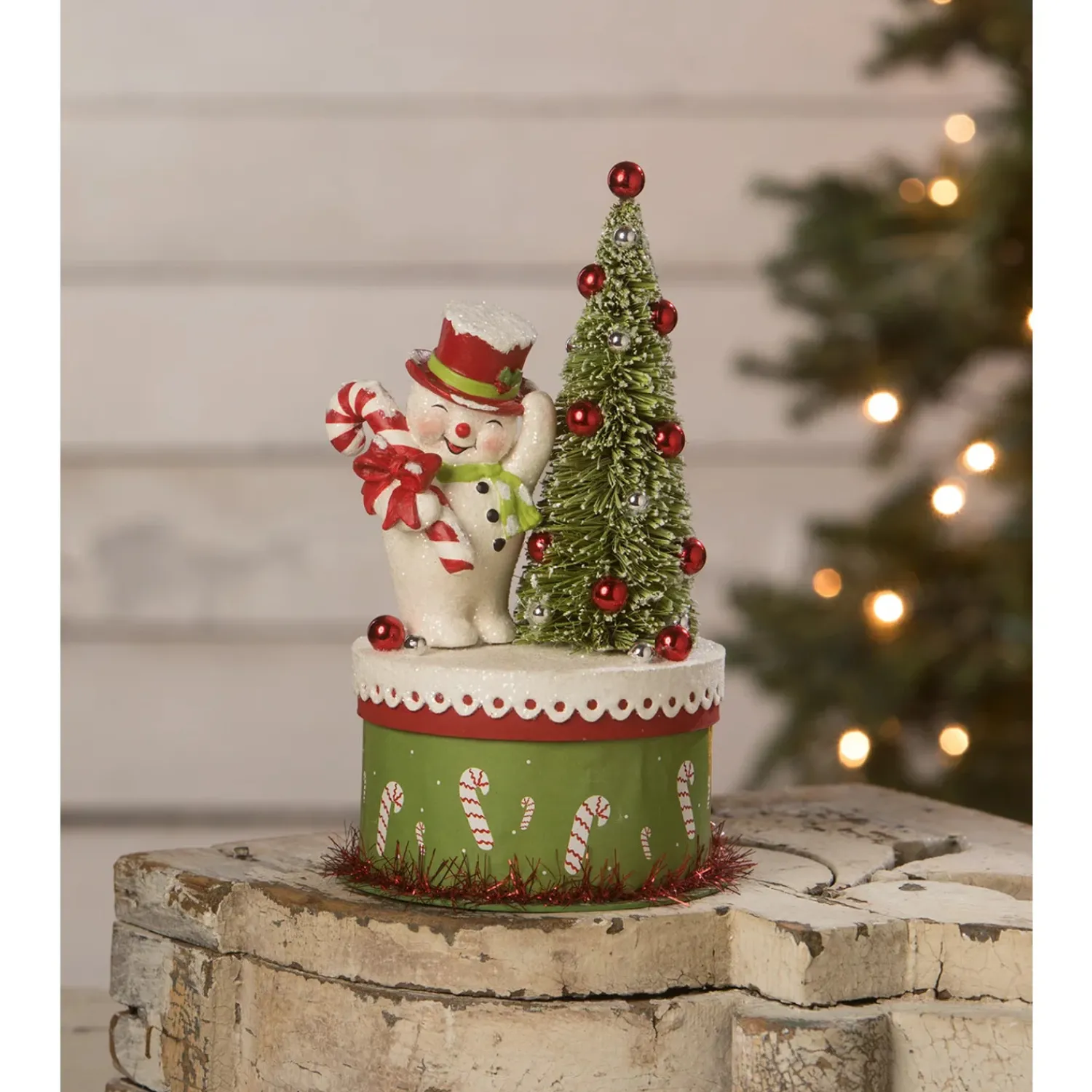 Sale The Jolly Christmas Shop Bethany Lowe 9" Happy Snowman On Box Christmas Decoration TL2361