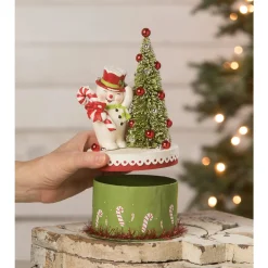 Sale The Jolly Christmas Shop Bethany Lowe 9" Happy Snowman On Box Christmas Decoration TL2361