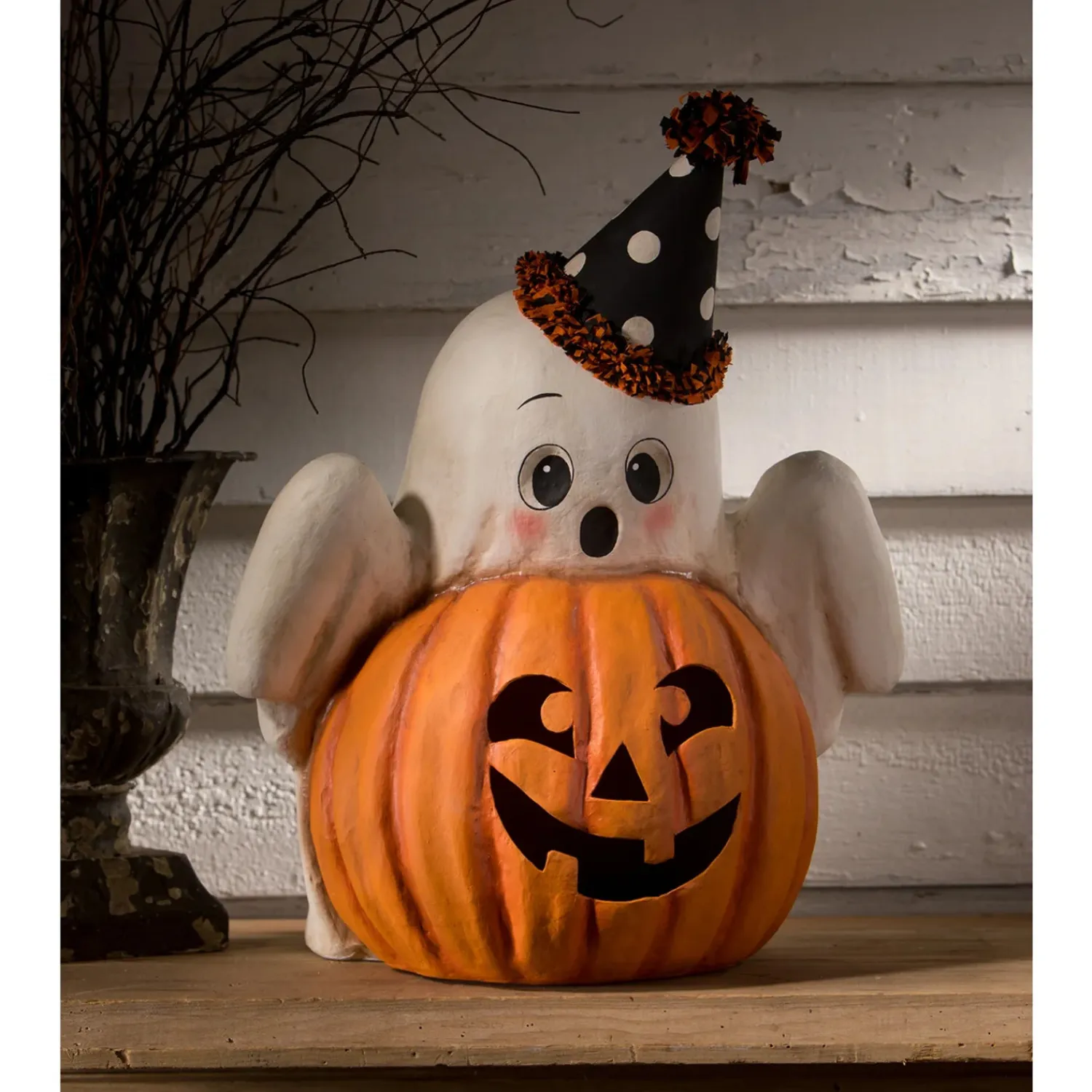The Jolly Christmas Shop Bethany Lowe 18" Large Boo Ghost Jack-O-Lantern Vintage Inspired Halloween Figure TJ3304