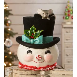 Hot The Jolly Christmas Shop Bethany Lowe 14" Large Jolly Snowman Top Hat Surprise Christmas Decoration TD2140