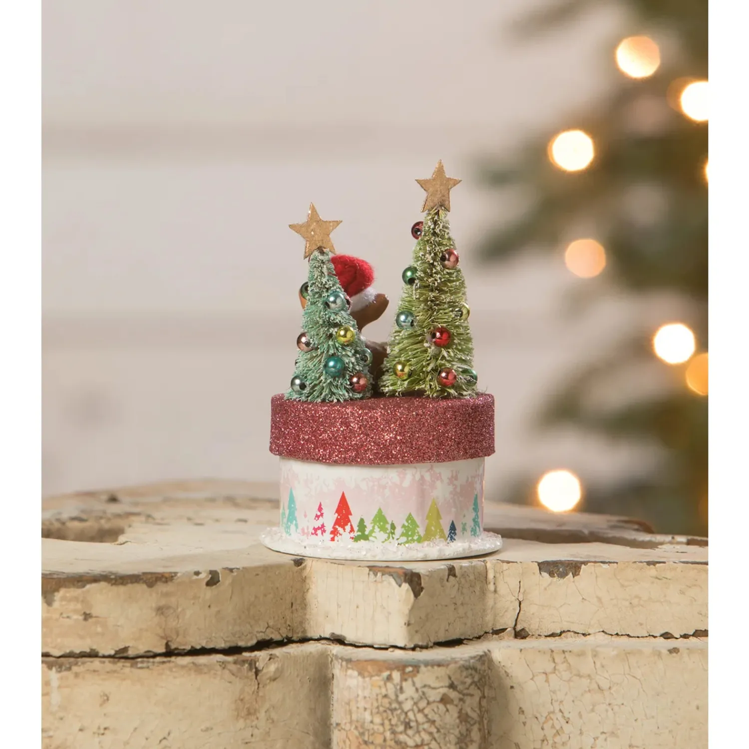 Discount The Jolly Christmas Shop Bethany Lowe 5" Merry Brights Deer On Box Christmas Decoration TL2375