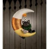 The Jolly Christmas Shop Bethany Lowe 15.75" Party Kitty In Candy Corn Moon Hanging Halloween Decoration TD1193