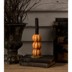 Discount The Jolly Christmas Shop Bethany Lowe 6.25" Pumpkin Stack Halloween Candlestick Holder TD3132