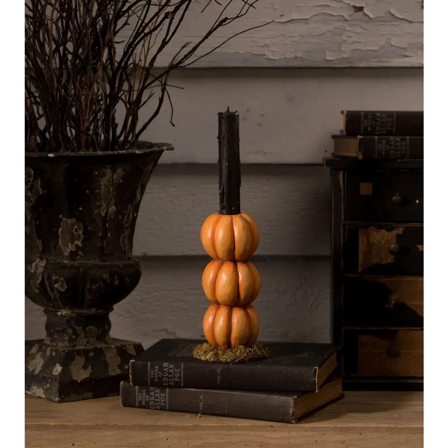 Discount The Jolly Christmas Shop Bethany Lowe 6.25" Pumpkin Stack Halloween Candlestick Holder TD3132