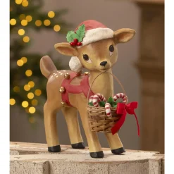 Hot The Jolly Christmas Shop Bethany Lowe 10.75" Reindeer Carrying Basket Vintage Christmas Figure TJ3319