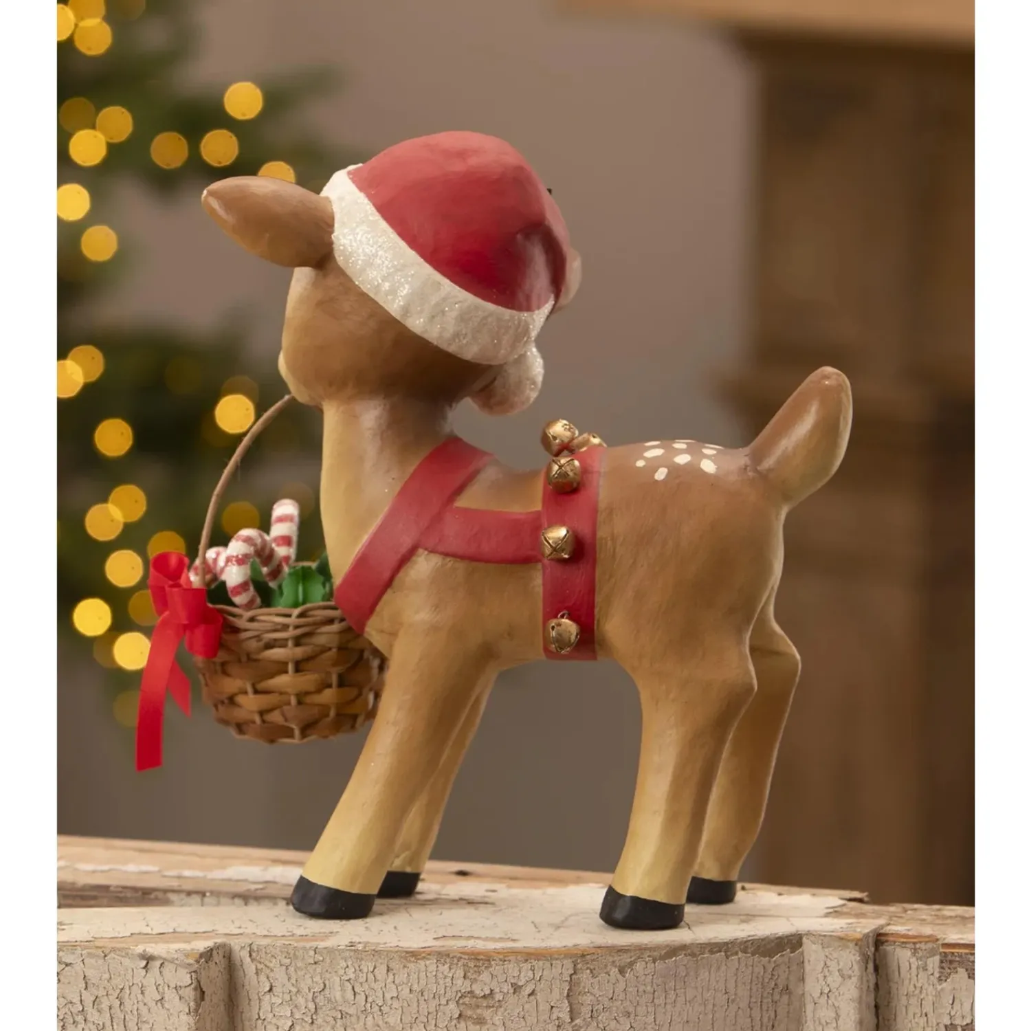 Hot The Jolly Christmas Shop Bethany Lowe 10.75" Reindeer Carrying Basket Vintage Christmas Figure TJ3319