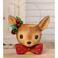 Discount The Jolly Christmas Shop Bethany Lowe Fawnie Bucket Small Or Large Christmas Decoration