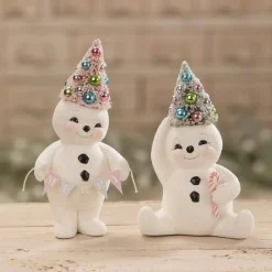 Hot The Jolly Christmas Shop Bethany Lowe Set Of 2 Pastel Snowmen Christmas Figures