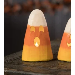 New The Jolly Christmas Shop Bethany Lowe Silly, Surprised, And Scary Candy Corn Luminary Halloween Decoration