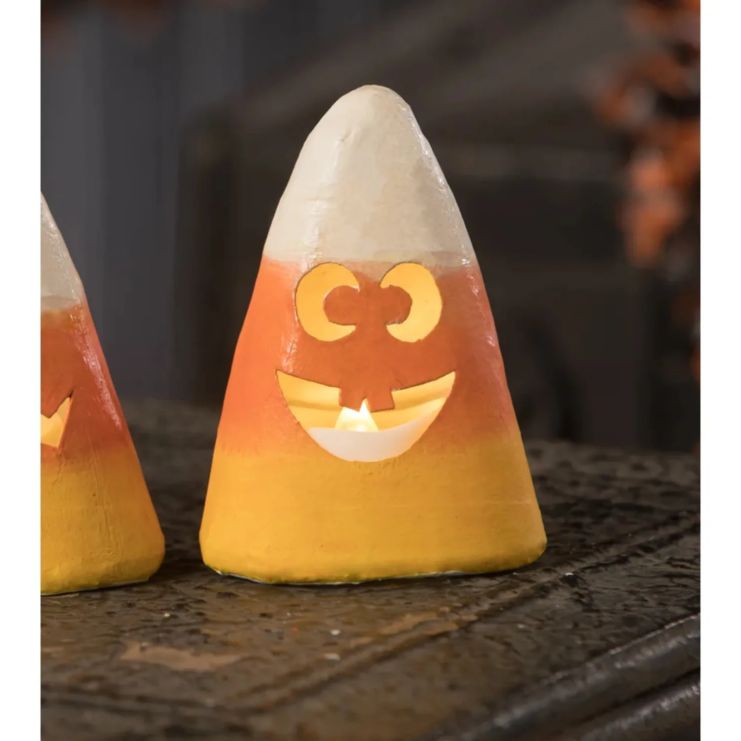 New The Jolly Christmas Shop Bethany Lowe Silly, Surprised, And Scary Candy Corn Luminary Halloween Decoration