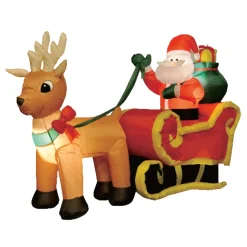 Clearance The Jolly Christmas Shop Brite Star 6' Santa In Sleigh With Reindeer Outdoor Christmas Inflatable Yard Decoration 49-030-00