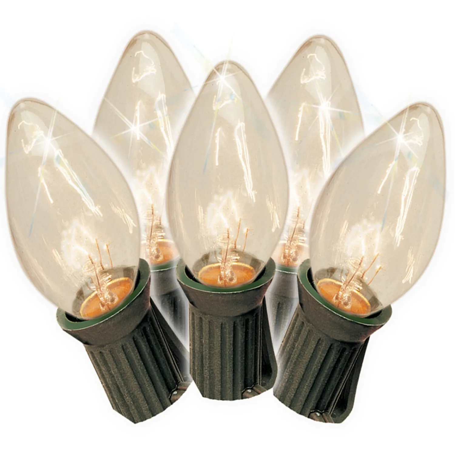 The Jolly Christmas Shop Brite Star 25 Vintage Inspired Clear Ceramic C9 Christmas Lights 37-865-00