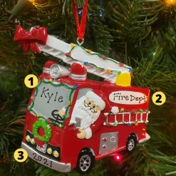 New The Jolly Christmas Shop Christmas Parade Fire Truck Personalized Christmas Ornament OR1583
