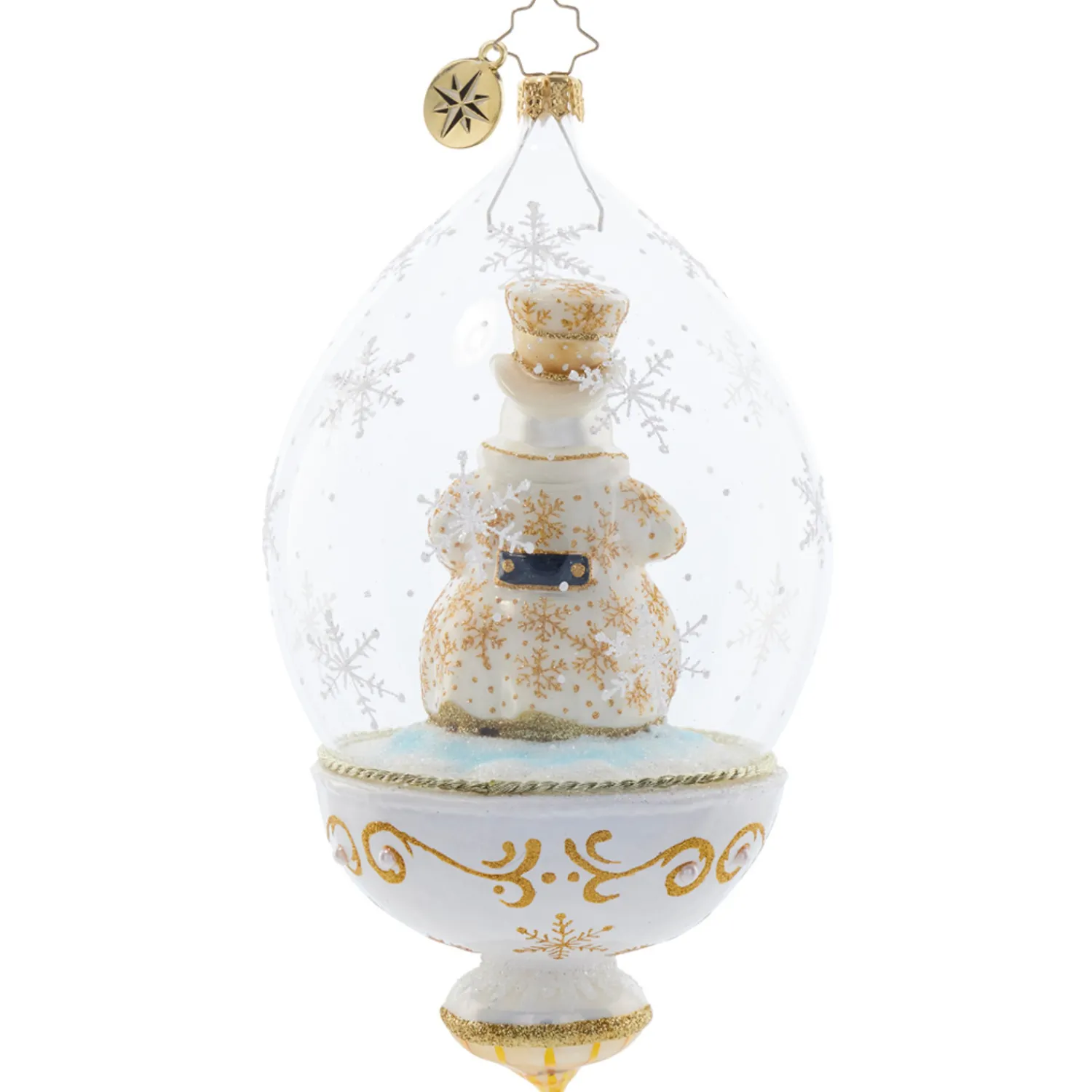 New The Jolly Christmas Shop Christopher Radko Golden Snowman Globe Glass Christmas Ornament 1021814
