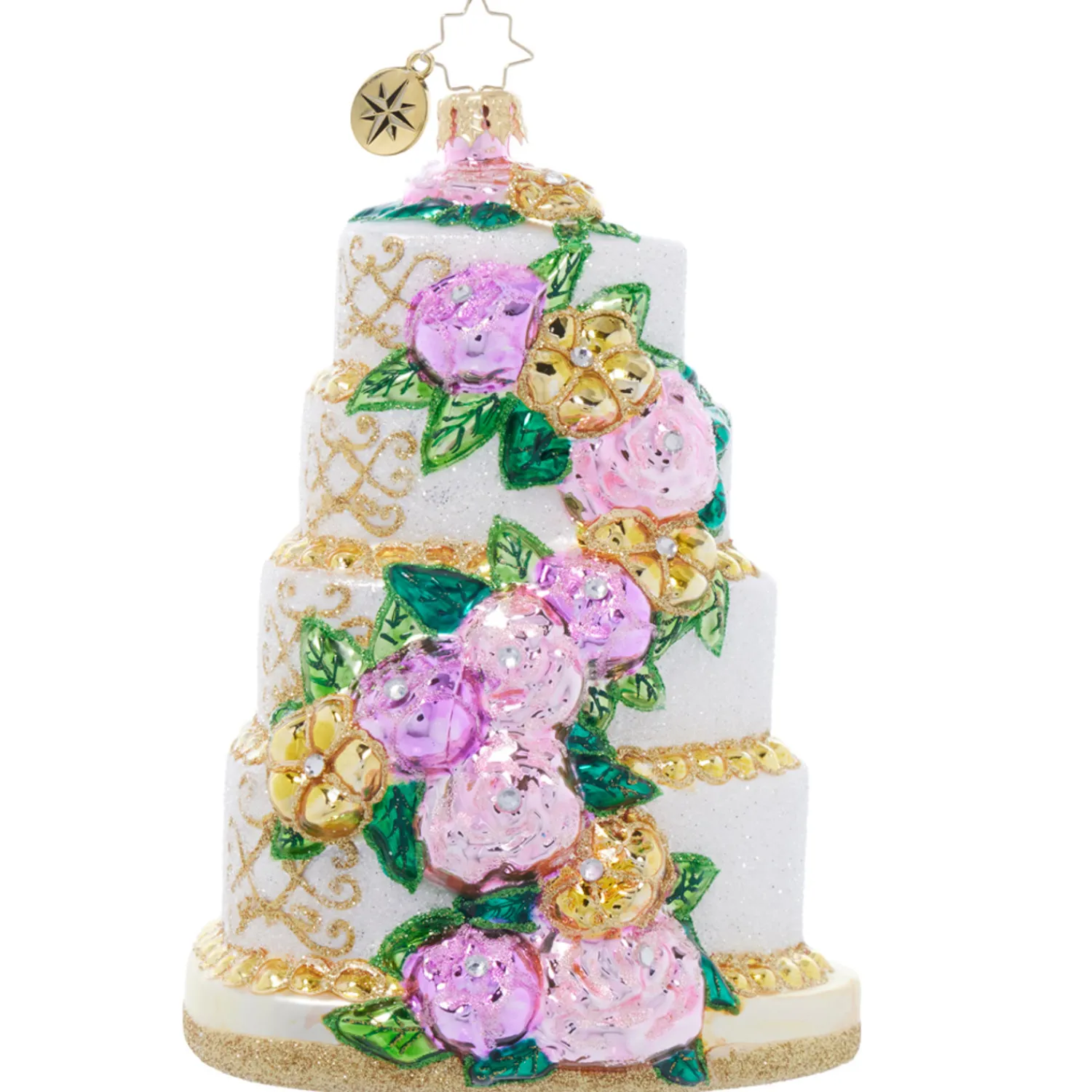 Sale The Jolly Christmas Shop Christopher Radko Heart Shaped Wedding Cake Glass Christmas Ornament 1022099