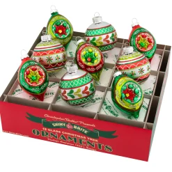 Clearance The Jolly Christmas Shop Christopher Radko Shiny Brite Holiday Splendor 2.5" Decorated Rounds & Reflector Tulip Christmas Ornaments 4027714