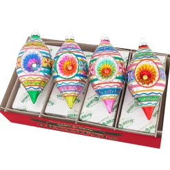 New The Jolly Christmas Shop Christopher Radko Shiny Brite Confetti 7" Reflector Tulip Christmas Ornaments 4028016
