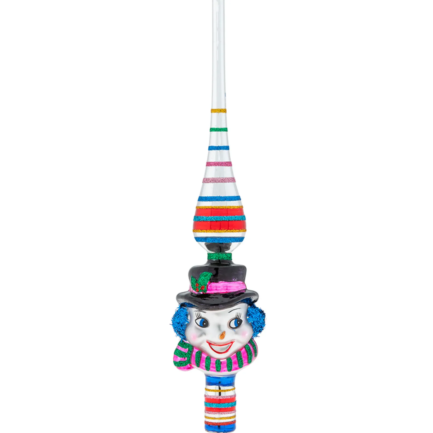 Outlet The Jolly Christmas Shop Christopher Radko Shiny Brite Confetti 11.5" Glass Snowman Finial Christmas Tree Topper 4028020