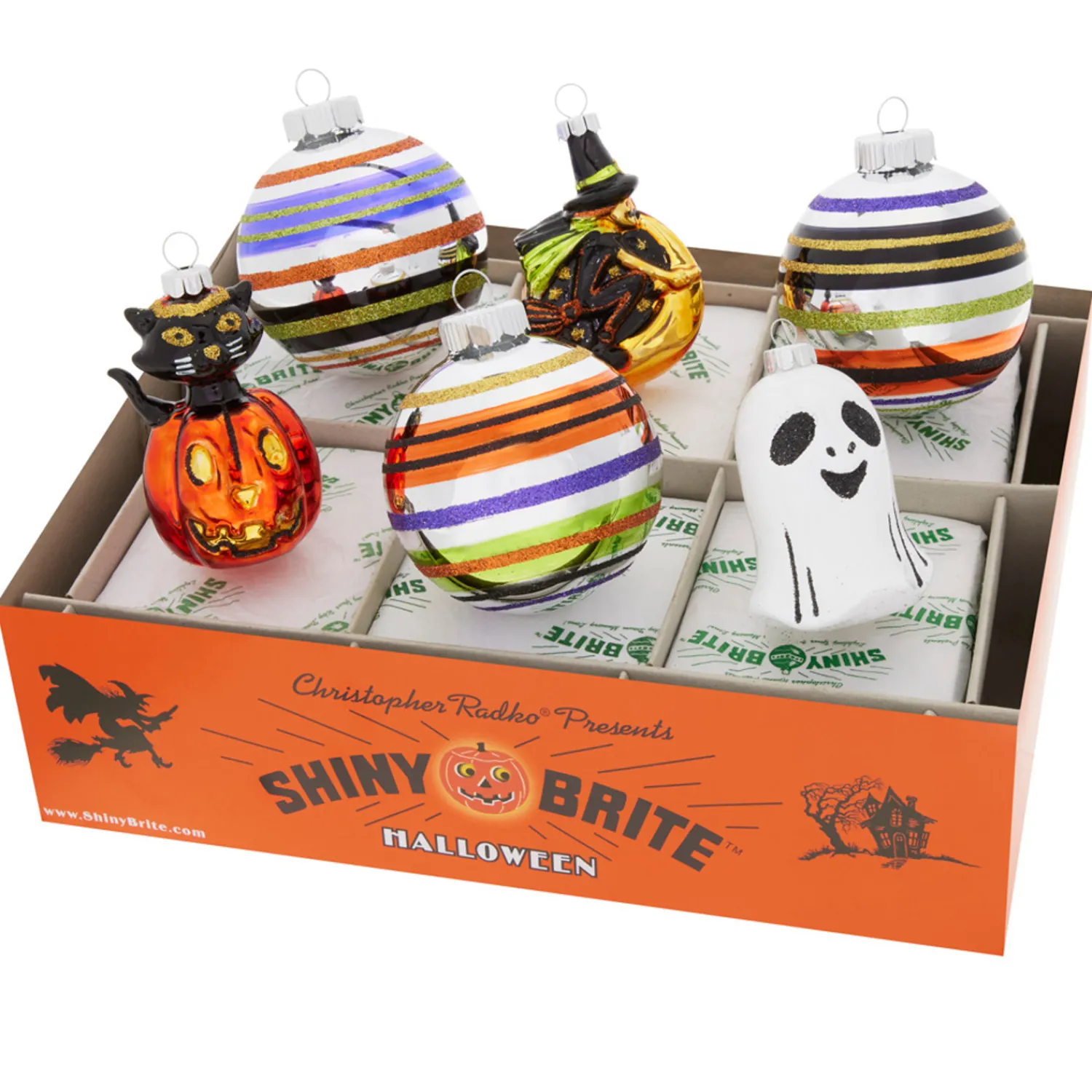 Sale The Jolly Christmas Shop Christopher Radko Shiny Brite 3.25" Decorated Rounds & Figure Halloween Ornaments 4028180