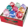 Outlet The Jolly Christmas Shop Christopher Radko Shiny Brite Vivid Vintage 2.5" Signature Flocked Round Christmas Ornaments 4028248