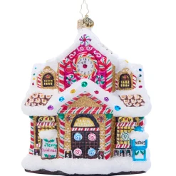 Sale The Jolly Christmas Shop Christopher Radko Sweet Tooth Gingerbread Station And Train Glass Christmas Ornament 1022108