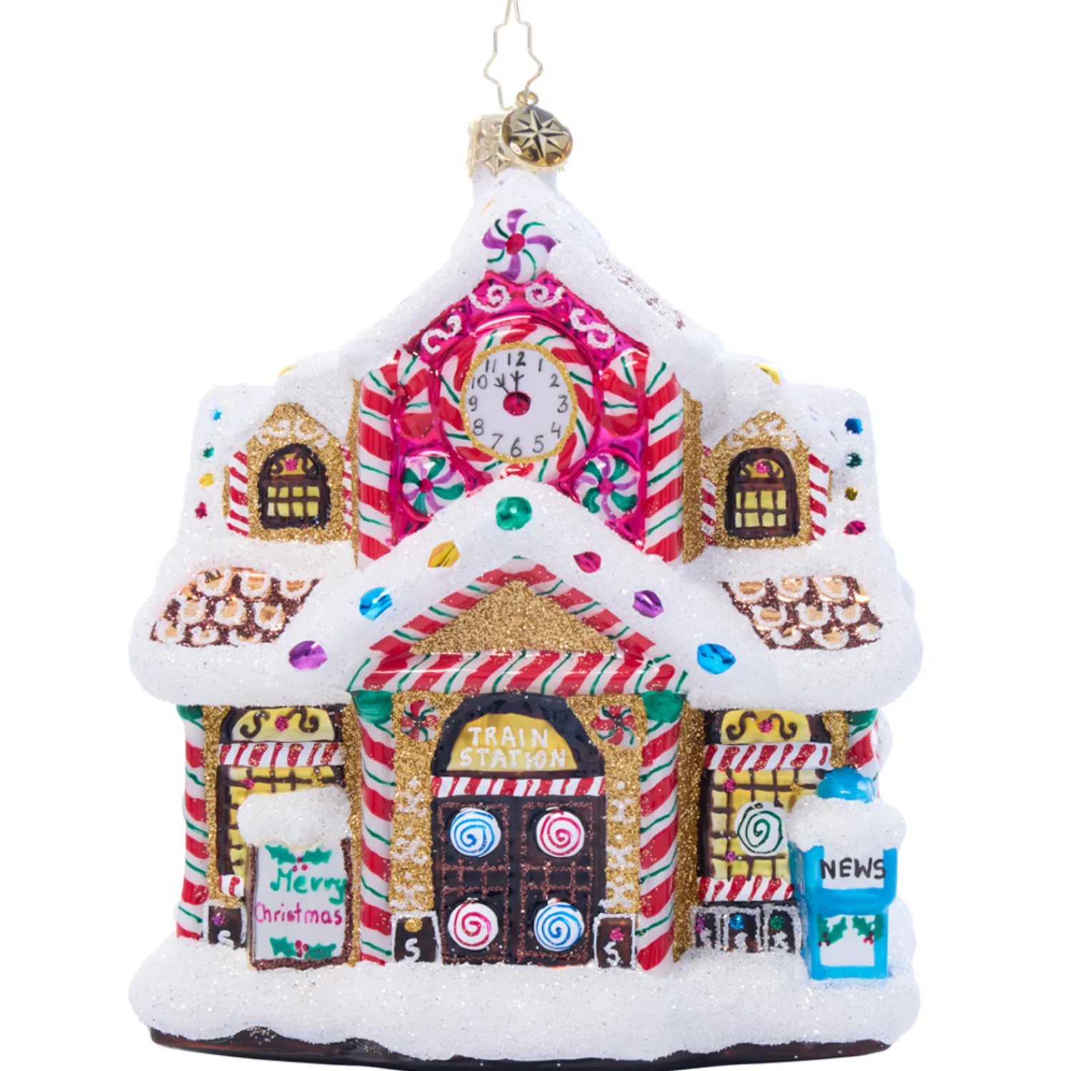 Sale The Jolly Christmas Shop Christopher Radko Sweet Tooth Gingerbread Station And Train Glass Christmas Ornament 1022108