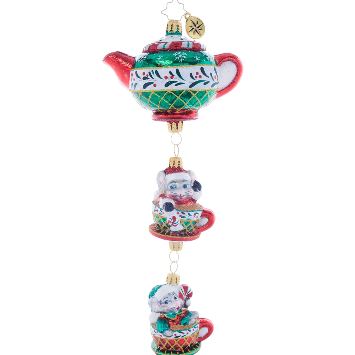 Clearance The Jolly Christmas Shop Christopher Radko Two Merry Mischief Makers Teapot Glass Christmas Ornament 1021902