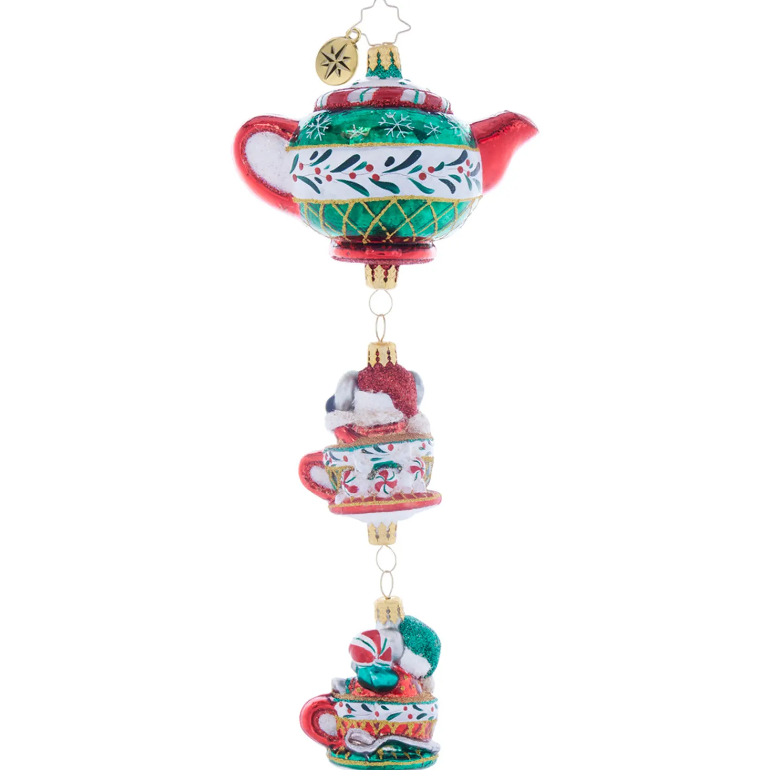 Clearance The Jolly Christmas Shop Christopher Radko Two Merry Mischief Makers Teapot Glass Christmas Ornament 1021902