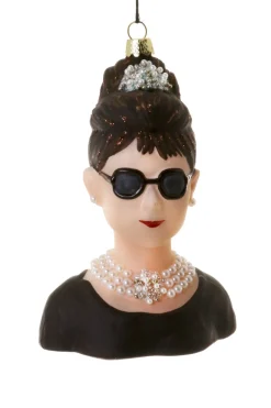 The Jolly Christmas Shop Cody Foster 5.25" Audrey Hepburn Breakfast At Tiffany's Glass Christmas Ornament GO-6732