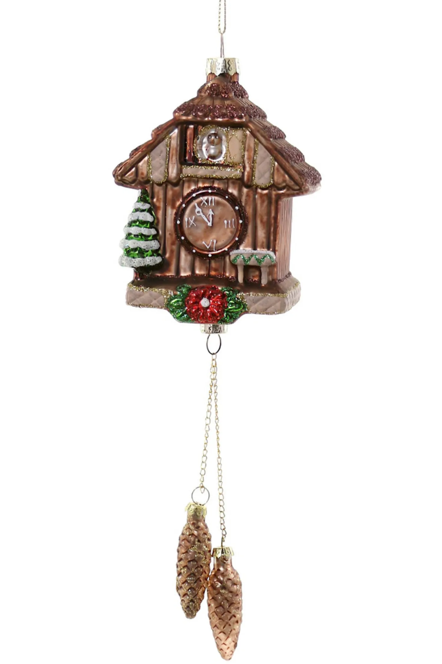 Clearance The Jolly Christmas Shop Cody Foster 9.25" Black Forest Cuckoo Clock Glass Christmas Ornament GO-8651