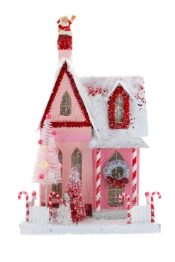 Sale The Jolly Christmas Shop Cody Foster 14" Candy Cane Pink Cottage Vintage Inspired Putz Christmas House HOU-301