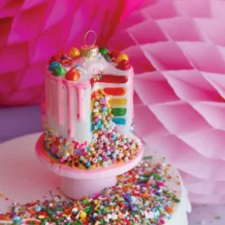 Clearance The Jolly Christmas Shop Cody Foster 4.25" Confetti Cake Glass Christmas Ornament GO-8139