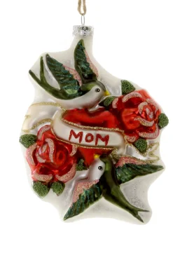 New The Jolly Christmas Shop Cody Foster 5" MOM Tattoo Glass Christmas Ornament GO-6627
