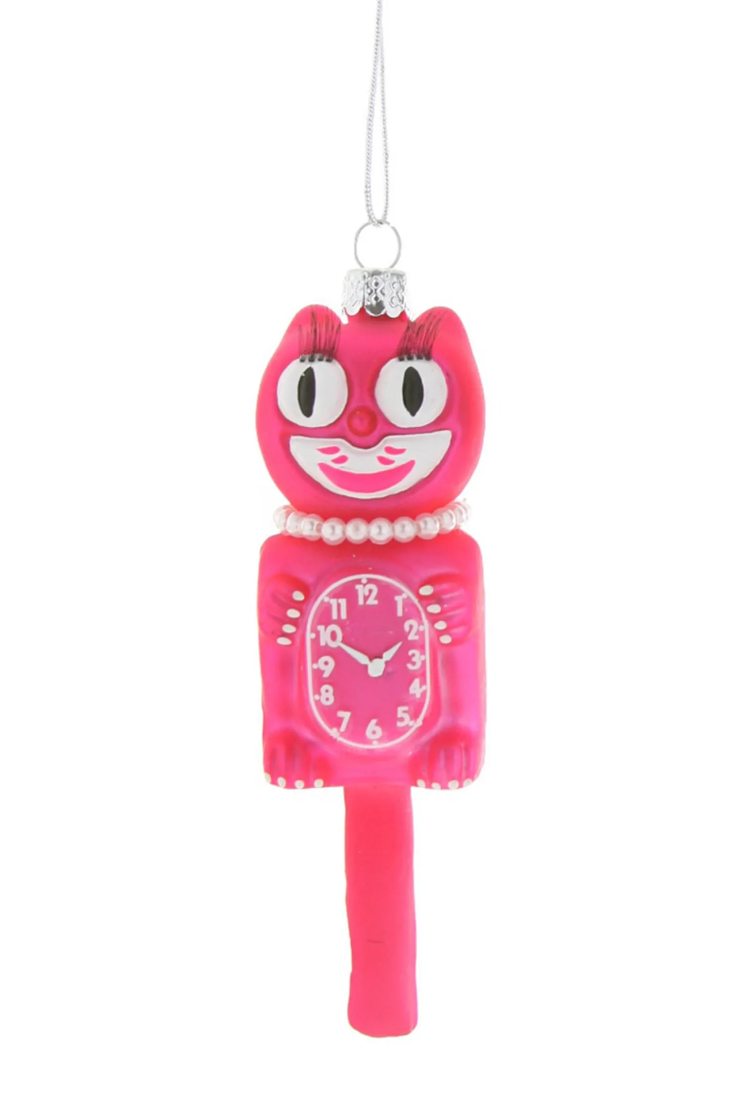 Hot The Jolly Christmas Shop Cody Foster 5" Pink Retro Cat Clock Glass Christmas Ornament GO-6416-P
