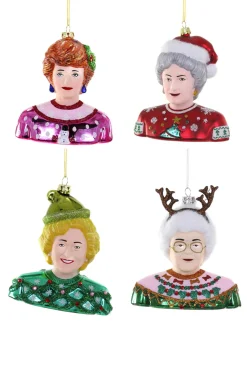Best The Jolly Christmas Shop Cody Foster 4.5" Set Of 4 May Your Christmas Be Golden Girls Glass Christmas Ornaments GL-451