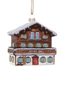 The Jolly Christmas Shop Cody Foster 4" Ski Chalet Glass Christmas Ornament GL-474