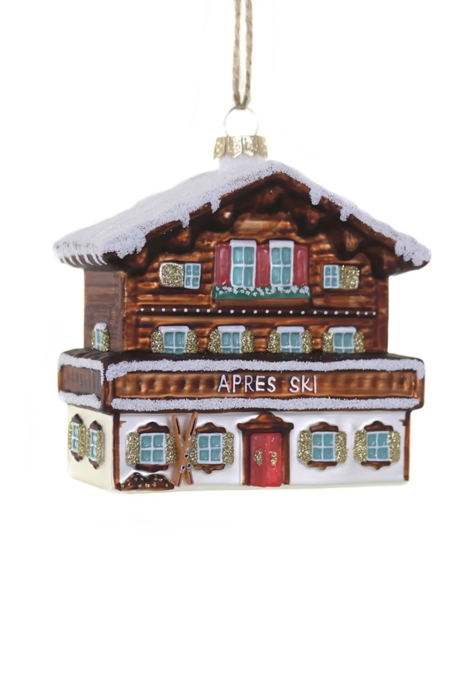 The Jolly Christmas Shop Cody Foster 4" Ski Chalet Glass Christmas Ornament GL-474