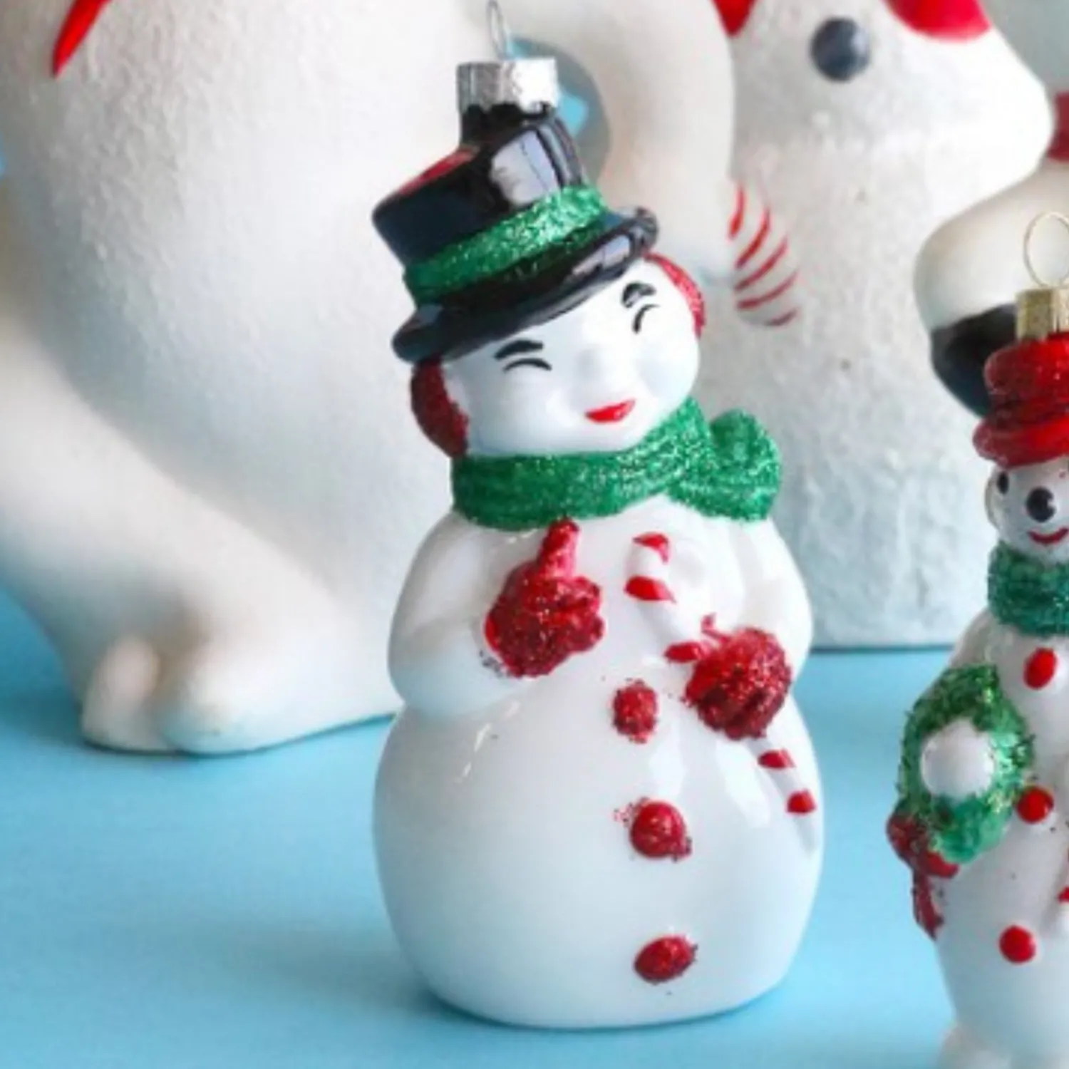 Clearance The Jolly Christmas Shop Cody Foster 5.5" Snowman Blow Mold Glass Christmas Ornament GO-8878