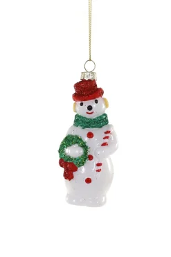 New The Jolly Christmas Shop Cody Foster 4.5" Snowman With Candy Cane Glass Christmas Ornament GO-8879