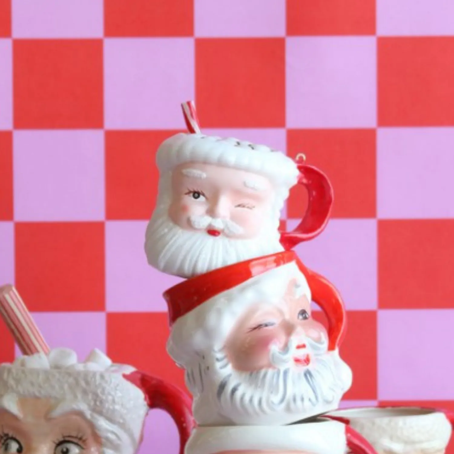 Hot The Jolly Christmas Shop Cody Foster 3.5" Vintage Santa Mug Glass Christmas Ornament GO-9534