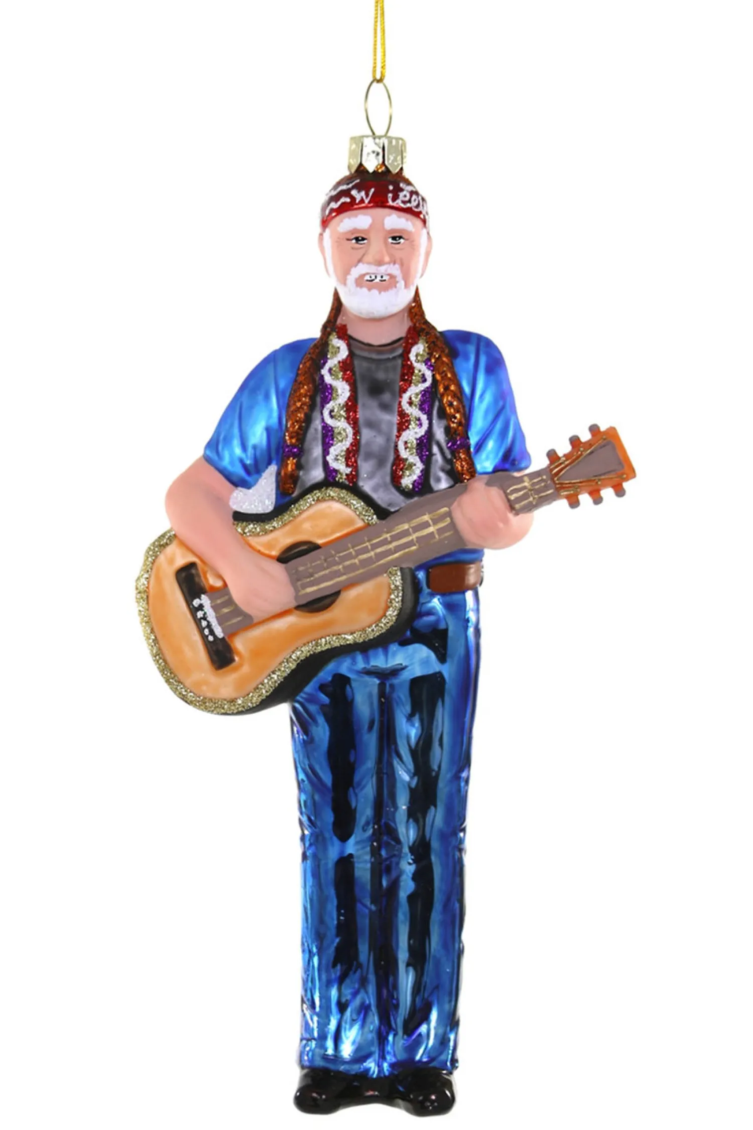 Hot The Jolly Christmas Shop Cody Foster 7" Willie Nelson Glass Christmas Ornament GO-9778