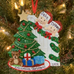 Sale The Jolly Christmas Shop Couple Around The Christmas Tree Personalized Ornament OR1789-2