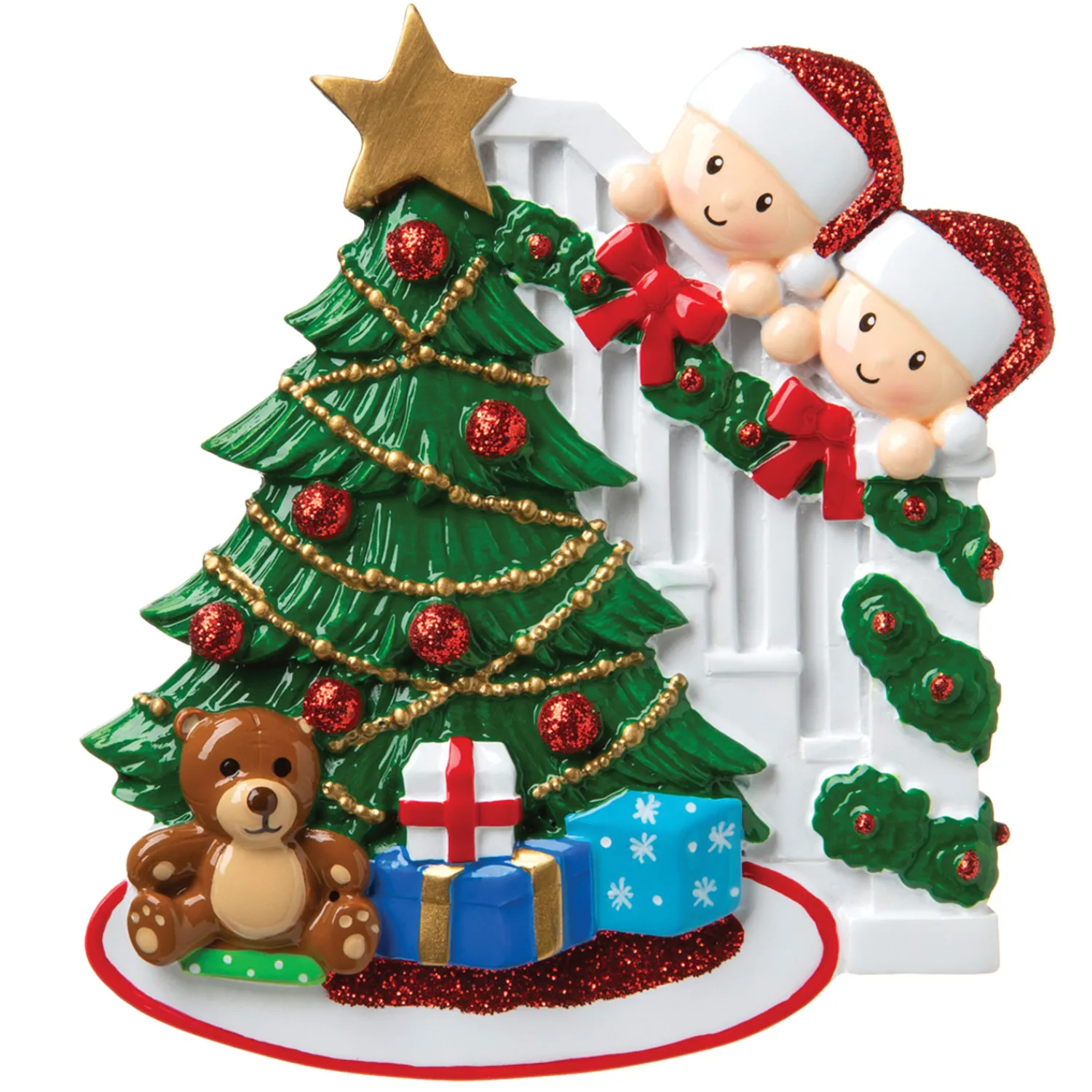 Sale The Jolly Christmas Shop Couple Around The Christmas Tree Personalized Ornament OR1789-2