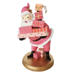 New The Jolly Christmas Shop December Diamonds 14" Pink Retro Santa With Presents Christmas Figure 29-29629