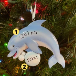 Clearance The Jolly Christmas Shop Dolphin Personalized Christmas Ornament OR1851-D